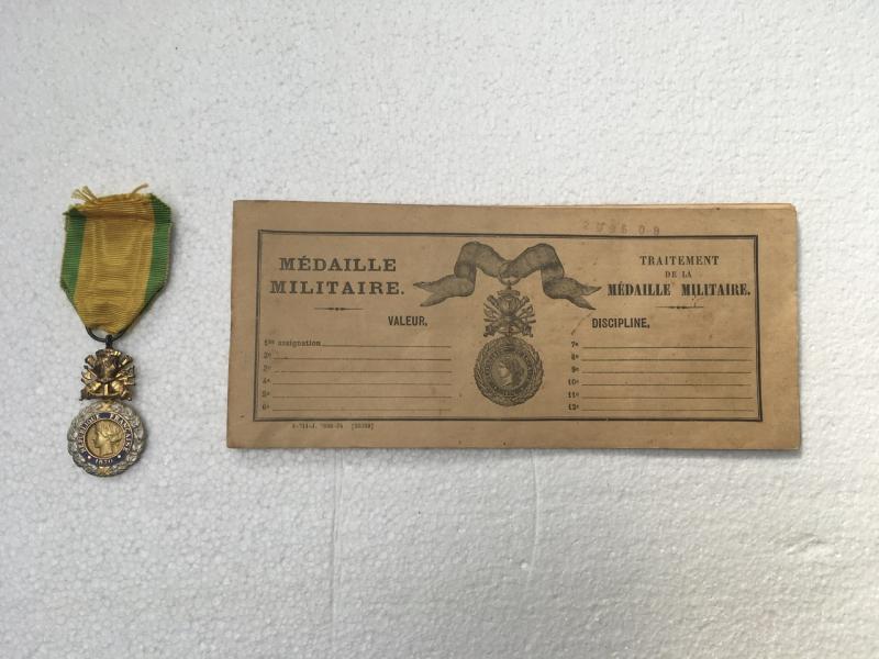WW1 FRENCH MEDAL MILITAIRE  & PENSION BOOK ;