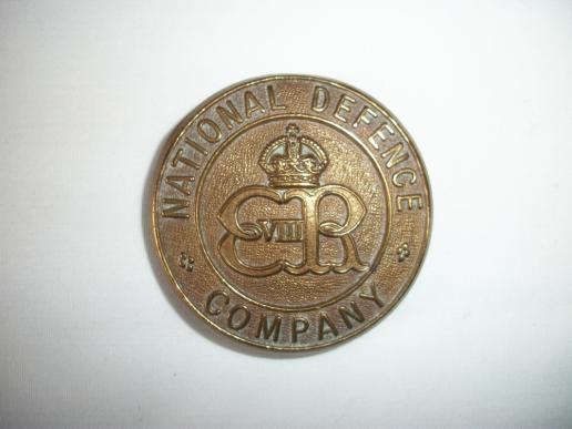 EDWARD VIII NATIONAL DEFENCE COMPANY CAP BADGE