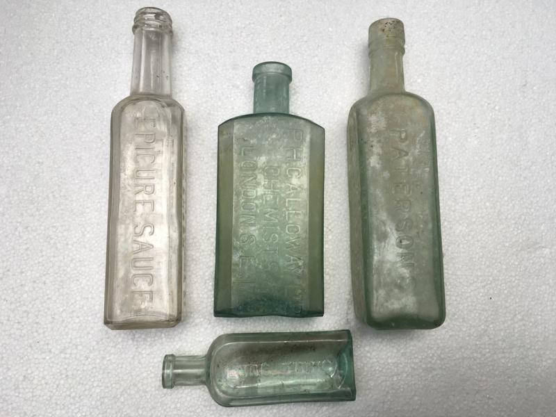 4 X WW1 “TRENCH FIND” GLASS BOTTLES