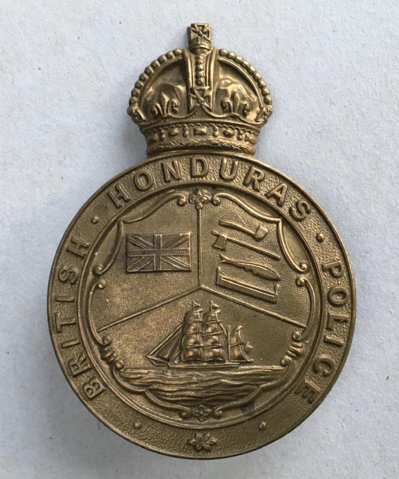 PRE 1953 BRITISH HONDURAS POLICE HELMET BADGE