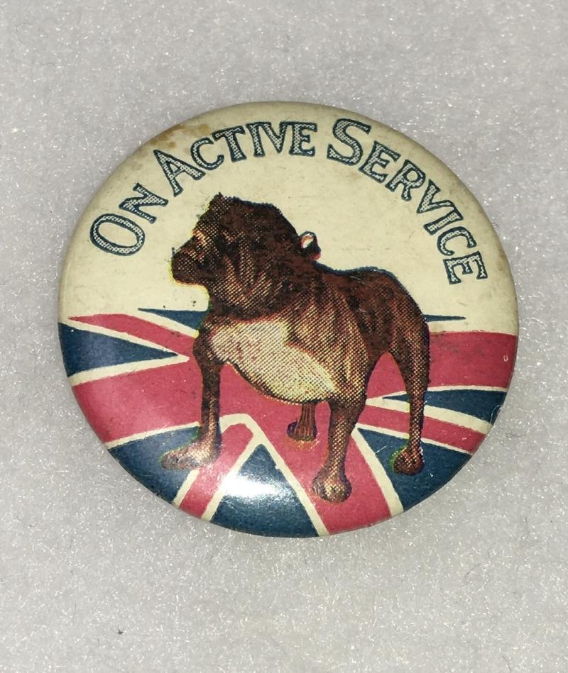 PATRIOTIC WW1 BRITISH BULLDOG PIN BADGE
