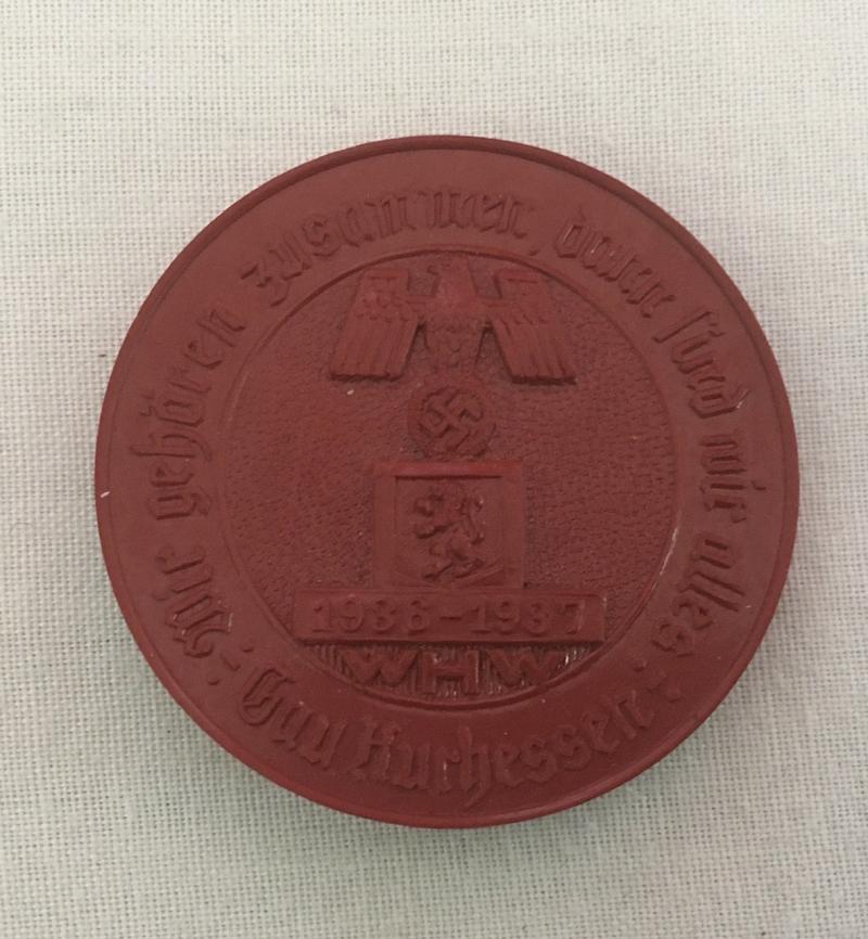 PLASTIC WHW BADGE GAU KURHESSEN 1936-37