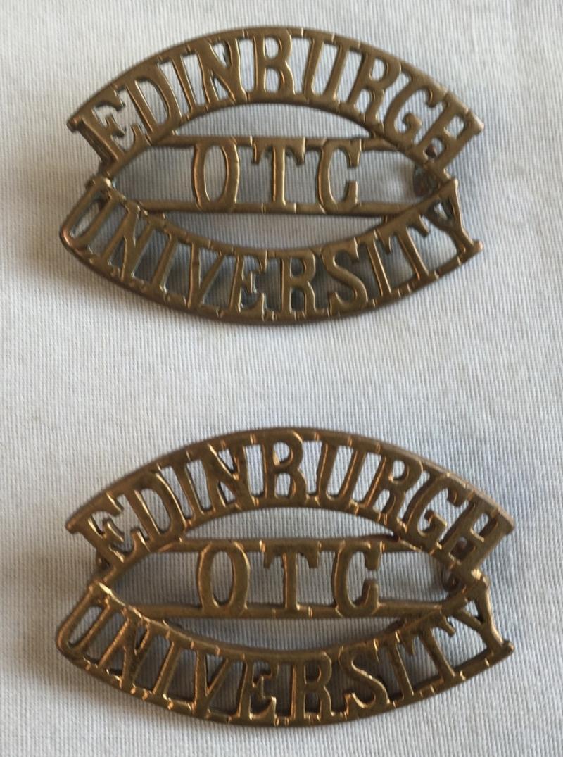 PAIR OF EDINBURGH UNIVERSITY OTC SHOULDER TITLES'