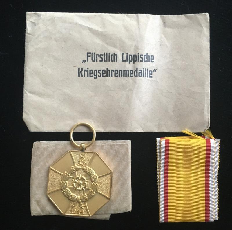 WW1 LIPPE DIETMOLD WAR MERIT MEDAL + PACKET