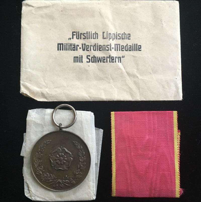 WW1 LIPPE DIETMOLD MILITARY MERIT MEDAL + PACKET