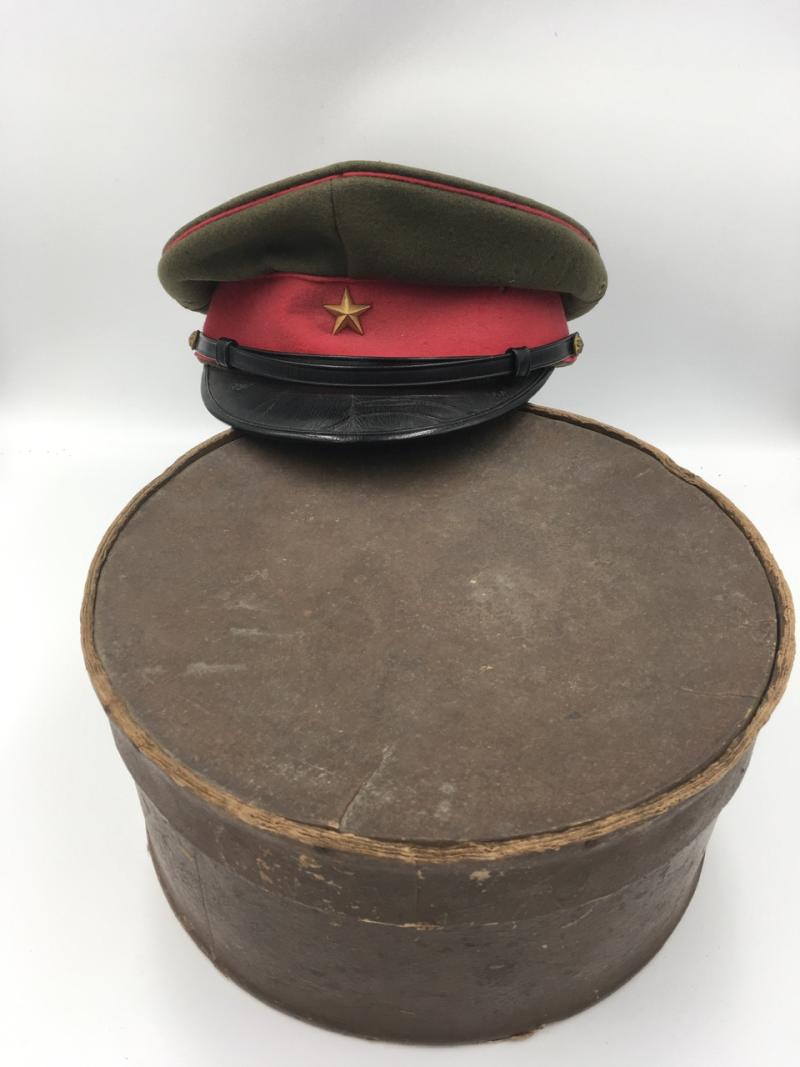 WW2 JAPANESE ARMY PEAKED CAP IN TRANSIT BOX