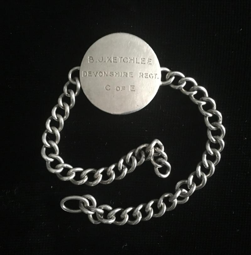 1940 DATED SILVER IDENTITY BRACELET-DEVONSHIRE REGIMENT
