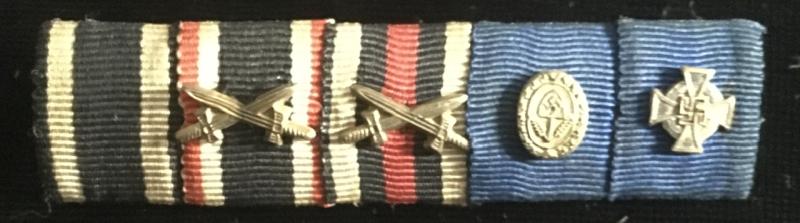 WW1 / WW2 5 PLACE GERMAN MEDAL RIBBON BAR