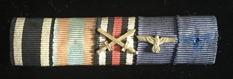 WW1 -WW2 5 PLACE GERMAN MEDAL RIBBON BAR