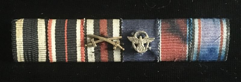 WW1-WW2 6 PLACE GERMAN MEDAL RIBBON BAR