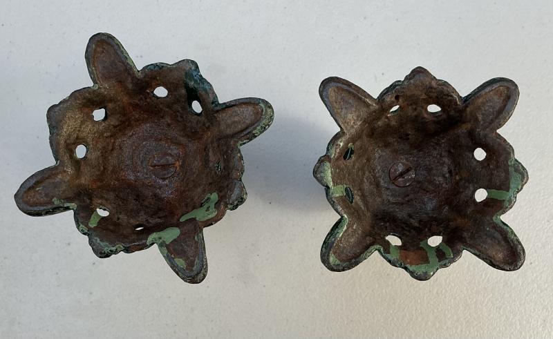 WWI FRENCH CITRON GRENADE CANDLE STICKS