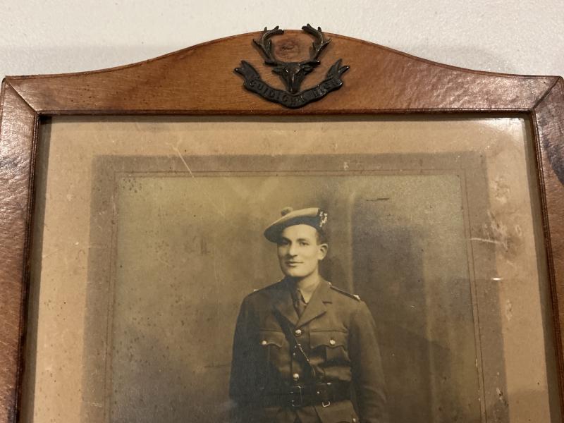 WWI SEAFORTH HIGHLANDERS OFFICERS PHOTO FRAME & PASS