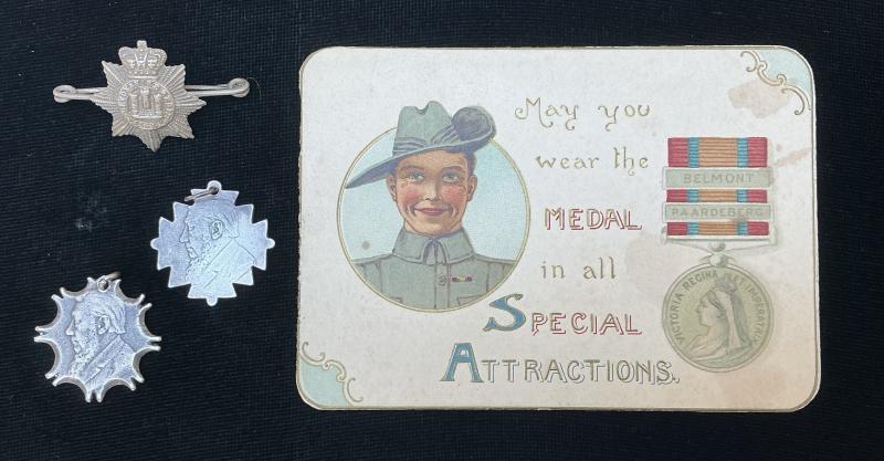 DEVONSHIRE RGT BOER WAR BROOCH & CARD ETC