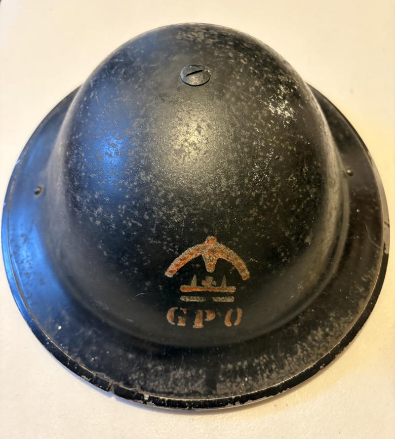WW2 BRITISH GPO STENCILLED HELMET