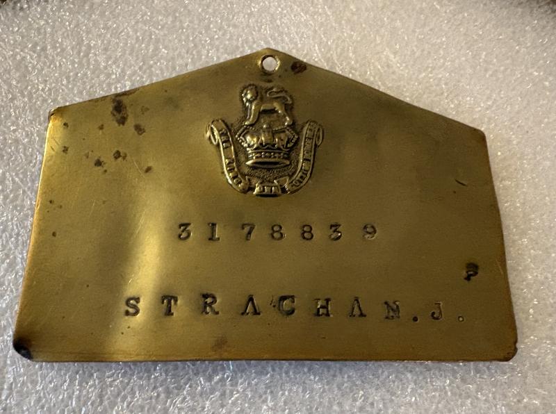 NAMED VICTORIAN KOSB BED / DUTY PLATE