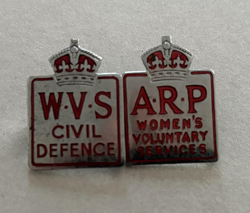 2 x WARTIME WVS BADGES ARP & CIVIL DEFENCE