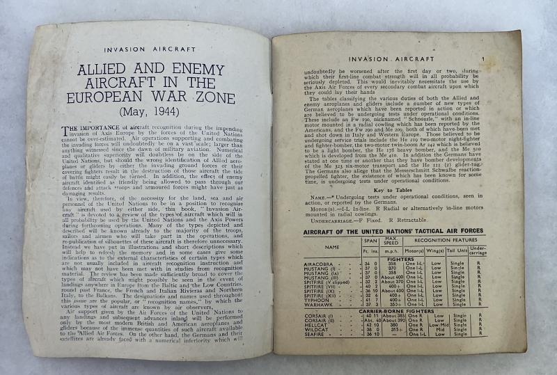 1944 DATED INVASION AIRCRAFT FRIEND OR FOE BOOKLET